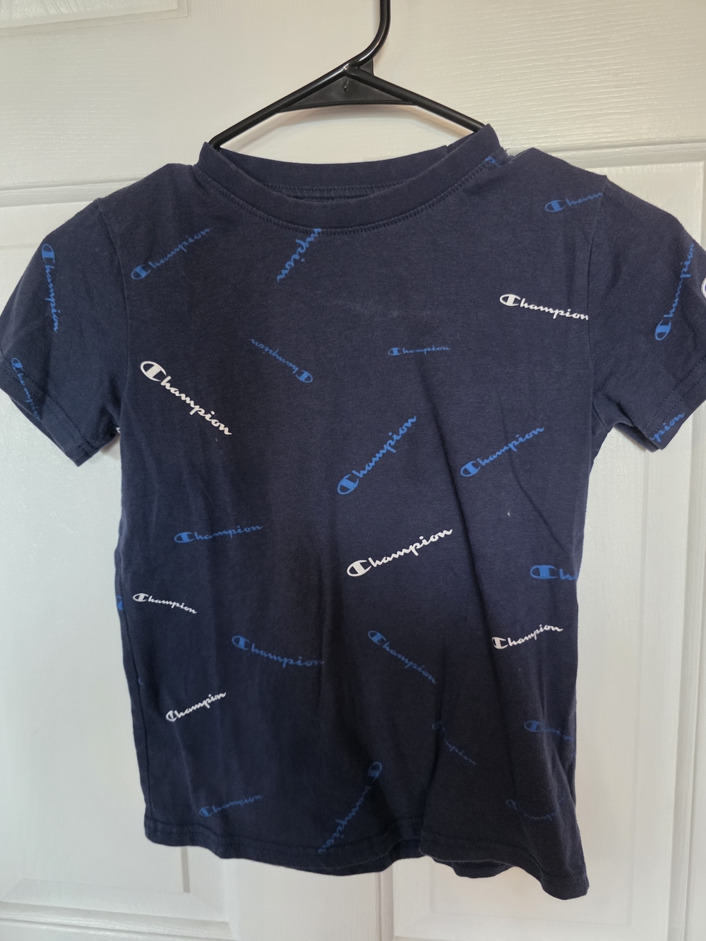 Champion Navy Blue Logo All-Over Short Sleeve Tee